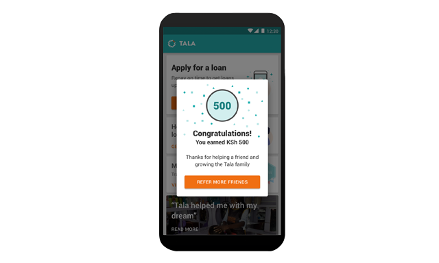 An image of a smartphone app that says congratulations